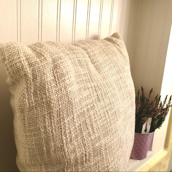 Soft Tan Textured Throw Pillow neutral accent pillow - Picture 10 of 10